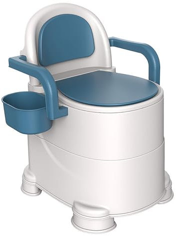 Inodoro Portátil para Adultos, Silla con Inodoro Junto a la Cama con Brazos y Respaldo, Antiolor, Orinal para Ancianos, Mujeres Embarazadas (Anillo de asiento duro)