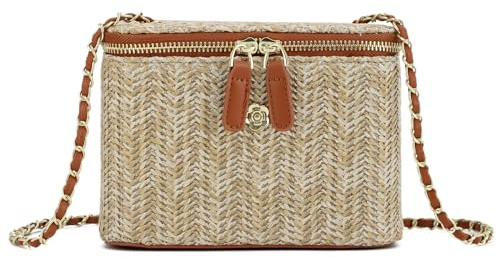 LUI SUI Bolso de paja bolso de viaje tejido de verano para mujeres bolso de hombro de vacaciones