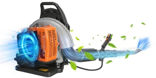 Petrol Leaf Blower, Ergonomic Design Leaf Blower Petrol with Adjustable Backpack Shoulder Straps & Multi-Level Speed, Leaf Blowers for Gardens Patios Gutters Driveways(63cc 665CFM)