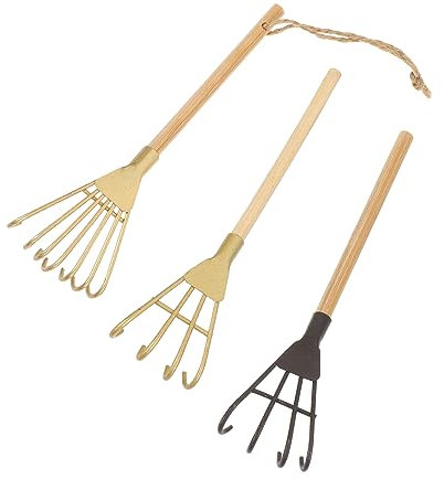 CORHAD Decoraciones De Flores Herramientas De Jardinería Mini Rastrillos Hierro Resistente Mango De Madera