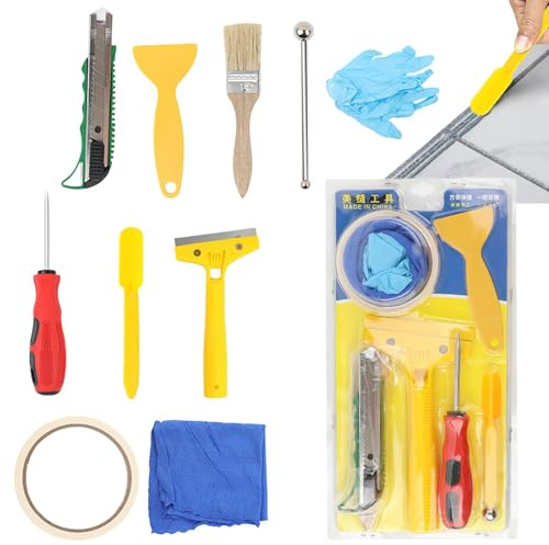 Zuasdvnk Juego de herramientas de sellado para lechada de azulejos, 10 unidades, eficientes herramientas de limpieza de azulejos, herramienta completa para trabajar juntas para baño, cocina y suelo