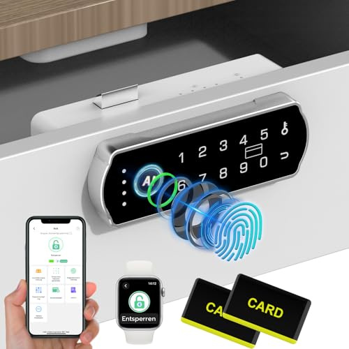 Smart Schubladenschloss, Anweller Elektronisches Schrankschloss Möbelschloss mit NFC APP Schloss Briefkastenschloss, Kindersicherung Schrank für Schrank Schublade Kasten Schließfächer Briefkasten