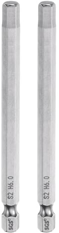 QUARKZMAN 2pz Punte per Cacciavite Chiave Esagonale 6mm (H6) Metrico 1/4 Attacco Esagonali 100mm (4) Punta Magnetica Lunghe Acciaio S2 Punta per Trapano Piatta Grado Industriale per Viti