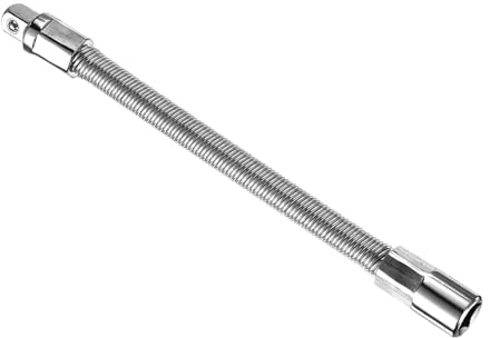 sourcing map 3/8 Drive Socket Extension Bar Set Spring Steel Chrome Plating Flexible Extension-Bar Set Universal Joint Socket Extensions Silver for Loosening and Tightening