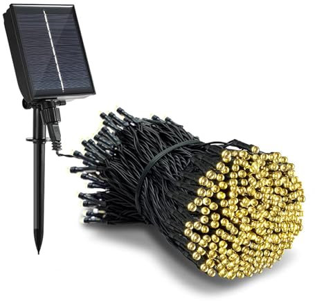 Tacobey Solar Christmas String Lights Outdoor Garden - 33Ft/10m 100 LED Solar Fairy Lights with Timer Function, 8 Modes, Waterproof Lights for Garden, Yard, Tree Deco - Warm White