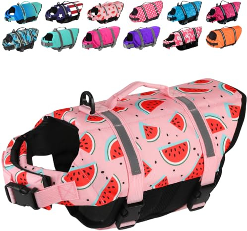 Doglay - Dog Life Vest for Swimming, Adjustable Puppy Boat with Reflective Stripes for Small, Medium Dogs