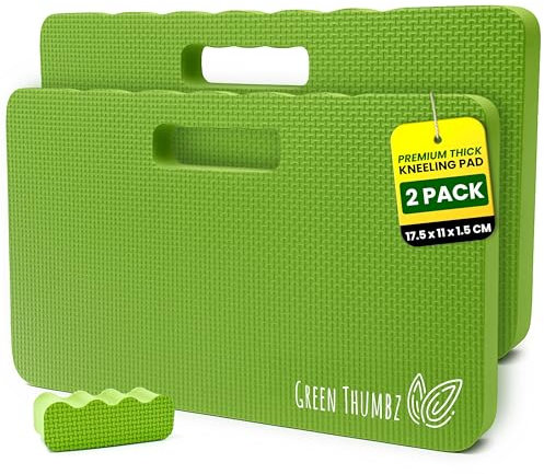 Green Thumbz Kneeling Pad - 2 Pack Thick and Soft Garden Kneeling Pad - High Density Foam Kneeling Pads for Gardening, Exercise, House Repairs and Yoga (Green)