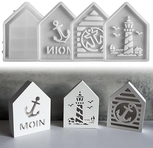 Silikonformen Gießformen, Gießformen Silikon Ostern Häuser Kerzenformen Zum Gießen Silikonform Leuchtturm Häuser, Silikonform Ostern Gießform Häuser Giessformen Silikon für DIY Kerzen (A)