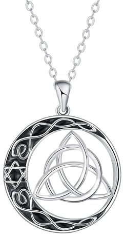 Arrebol Collana Nodo Celtico Donna Argento Sterling 925 Coppia Collana Ciondolo,Regalo di Natale Originale per Madre Moglie Figlia - Regolabile |45cm+5|