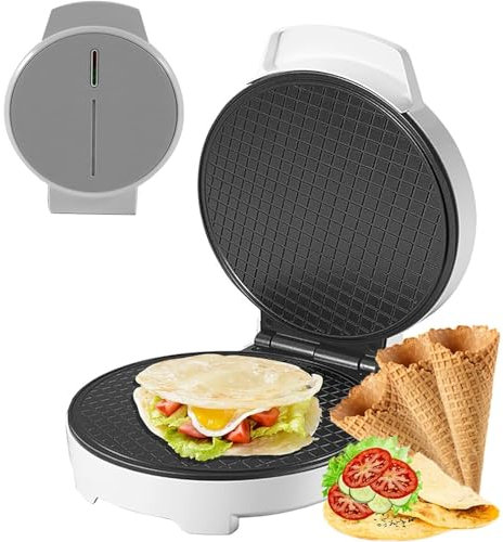 Gaufrier électrique, machine à cornets de glace professionnelle, moule en acier inoxydable antiadhésif avec plaque de cuisson antiadhésive et voyant lumineux, chauffage double face, pour chef amateur