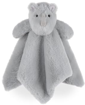 Apricot Lamb Clever Rhino Cute Comforter Soft Loveys for Baby Boy and Girl, Security Blanket for Babies, Infant and Toddlers, Grey 14x14 Inches