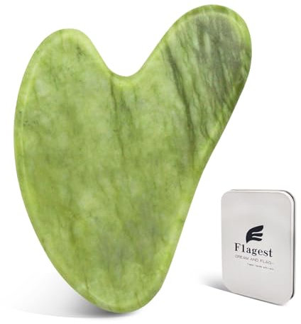Flagest Pierre Gua Sha de jade, outil Guasha pour le visage et le corps, outil de massage du visage pour sculpter la mâchoire et réduire les poches, outils de soins de la peau pour homme