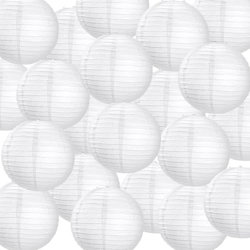 40 Pack 6 Inch White Paper Lanterns, Chinese Japanese Hanging Round Lanterns for Wedding Birthday Party Home Decorations