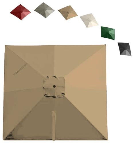 VLKLPZAHAK Tela di Ricambio Rettangolare per Ombrellone A Sbalzo 4x3m Ombrellone da Giardino con Parasole in Tessuto per Prese d'Aria 8 Nervature(Khaki,4x3m (13x9.8ft))