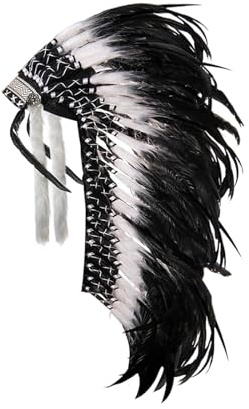 Stxdynjy Indianer Kopfschmuck, Indianerhaarschmuck, Indianisch Federkopfschmuck für Halloween, Karneval, Mottoparty, Verkleidung Kostüm-Accessoire, Unisex