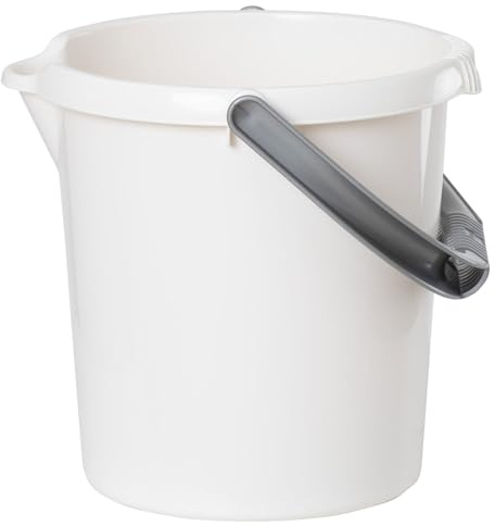 1 Stück Eimer mit Ausguss Henkel 5L Weiss Putzeimer Küche Bad Kunststoff