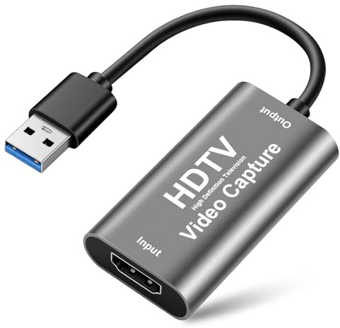Flintronic Cartes de Capture Vidéo, 1080p 60FPS Adaptateur HDMI vers USB/USB C, pour Les Jeux, Diffusion en Direct, La vidéoconférence, Le Streaming, l'enseignement