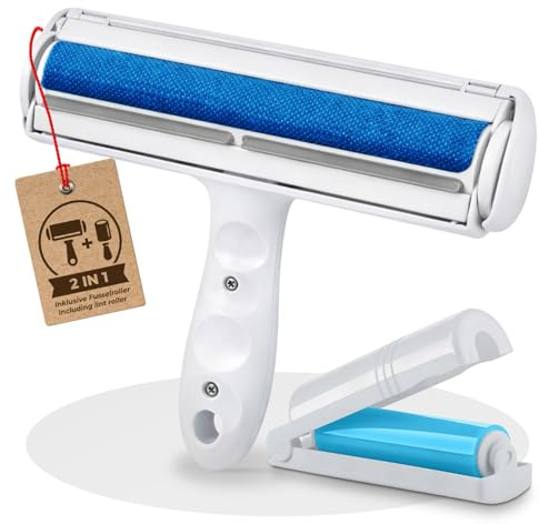 Veddelholzer quitapelos para mascotas con rodillo quitapelusas – eliminación eficaz de pelos en muebles, ropa, alfombras y asientos de coche. Reutilizable y lavable, ideal también para ropa.
