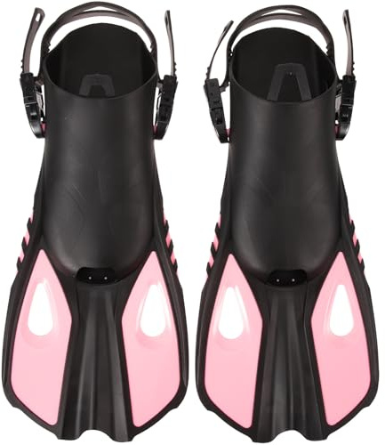 Veemoon Aletas de Buceo Ajustables para Adultos, Aletas de Entrenamiento de Natación de Caucho Ligero, Color Rosa L/XL, Equipo para Snorkel y Natación Recreativa