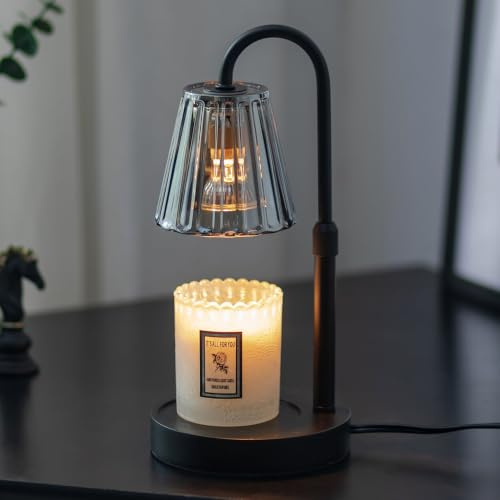 Candeldo Black Candle Warmer Lamp with Timer, Birthday Gifts for Women Mum | Wax Melt Lamp, Height Adjustable, Dimmable, Gift for Her, Sister, House Warming, New Home, Modern Home Decor, with 2 Bulbs