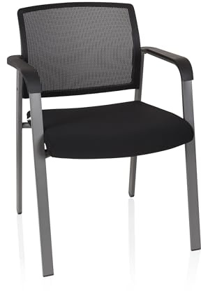 hjh OFFICE 738105 besökarstol MEET - Modern besöksstol med fräsch design, Ryggstöd i mesh som andas, Kan staplas, upp till 4 stolar, Behagligt styv sitsstoppning