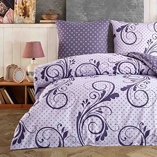 Buymax® Bettwäsche 155x220 100% Baumwolle 4-Teilig Bettbezug - Bettwäsche-Sets 155 x 220cm mit 2 mal Kissenbezüge 80x80cm, ÖKO-TEX Renforcé-Bettdeckenbezüge Set mit Reißverschluss