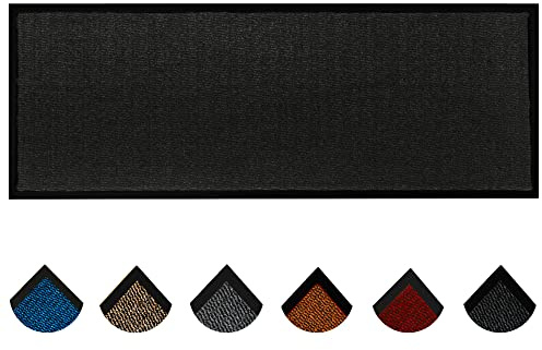 Homatz Hallway Runner Rug Heavy Duty Non-Slip Rubber Back, Black 60x160cm Long Runner - Dirt Trapper, Water Absorbent Mat, Washable, Carpet for Hallway Kitchen Living Room