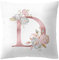 Lovelegis Federa cuscino lettera D 45 x 45 cm iniziale nome alfabeto cuscino decorativo divano letto casa camera rose fiori colore bianco rosa idea regalo floreale personalizzato romantico elegante