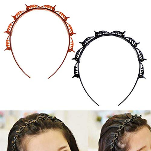 Youning Frisurenhilfe Haarreif mit Klammern, Unisex Metall Stirnband Haarbänder Haarreifen Haarnadeln Friseurbedarf, Haarbänder für Frauen,Stirnbänder Haarhalter Haarschmuck Haarband (2PCS)