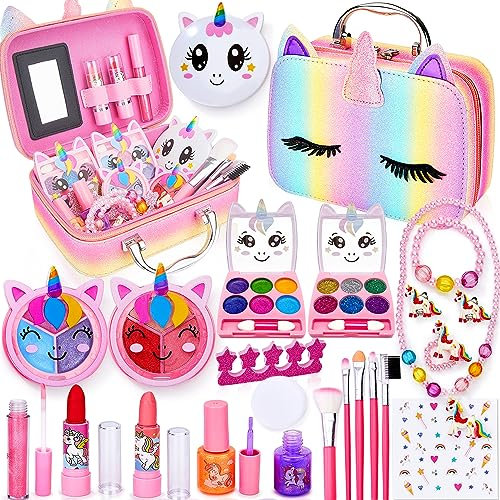 Lubibi Kids Makeup Sets for Girls，Washable Makeup Toy Set，Safe & Non-Toxic Make up Set，Fancy Dress up Play Cosmetic Beauty Set for Birthday Christmas,Unicorn Gifts for Girls Aged 4 5 6 7&12