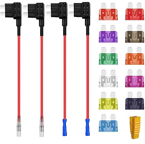 AUKENIEN Porte Fusible 12V Voiture Adaptateur Standard Add A Circuit Auto Fusibles Porte avec 2A 3A 5A 7,5A 10A 15A 20A 25A 30A 35A 40A Fusible Lame