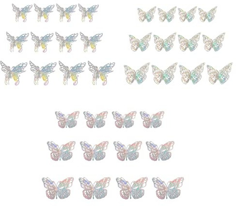 36 Pièces Papillon Décoration Murale Stickers Autocollants, 3D Stickers Muraux Papillon Creux, 3D Papillons Papiers Décoration pour Décoration de Maison et de Pièce,Stickers Muraux Autocollants