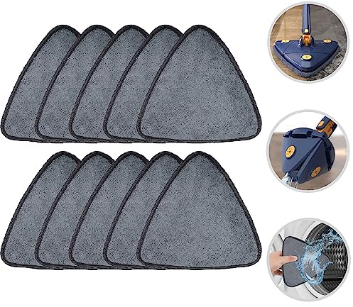 Suuwwn Serpillère de Rechange Triangle en Microfibre pour Balai à Franges Rotatif à 360 °,Tête de Balai Serpillère en Fibre ,Têtes de Balai à Franges,Mop Heads,Réutilisable Tête de Balai Rechang (12)