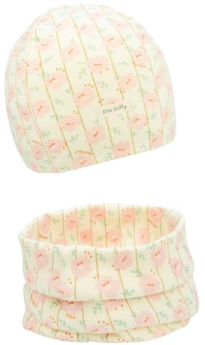 Foruhoo Mädchen Mütze Set mit Schal Kinder Beanie für Herbst Winter Baumwolle 2er