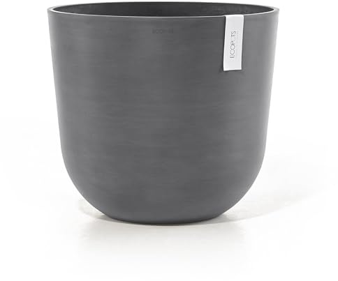 Ecopots Vaso Oslo Grigio - con sistema di irrigazione - Diametro Ø 45 cm rotondo grande - Vaso per piante in plastica riciclata - Vaso moderno per interni ed esterni