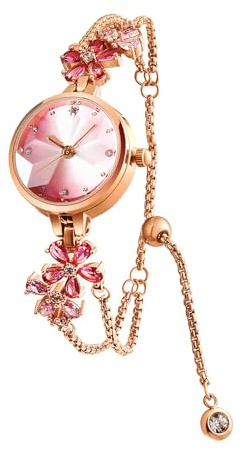 SURVAN WatchDesigner Uhr Damen,Quarz Frauen Uhr Exquisite Armreif Armband Minilistisch Stil Diamant Zifferblatt Blatt,Förmig Kristall Glas Rund Uhrengehäuse Alltag, Klassische Geschenke