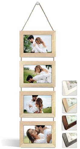 Marcos de Fotos Multiples Decoracion Pared (Roble, 4 Foto10x15,Horizontal)