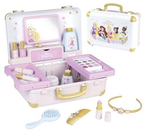 Smoby - Disney Princesses - Valise Beauté - Coiffure + Onglerie + Maquillage Factice - 13 Accessoires - A Partir de 3 Ans - Fabrication Française