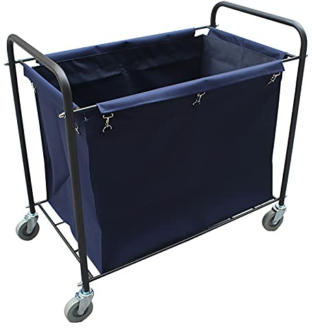 TETEOLALA Carros,Carro,Carro Comercial De Ropa De Hotel con Pasamanos, Carro Clasificador De Lavandería con Ruedas Mudas, Carro Clasificador De Lavandería para Hospital/Hotel/Azul