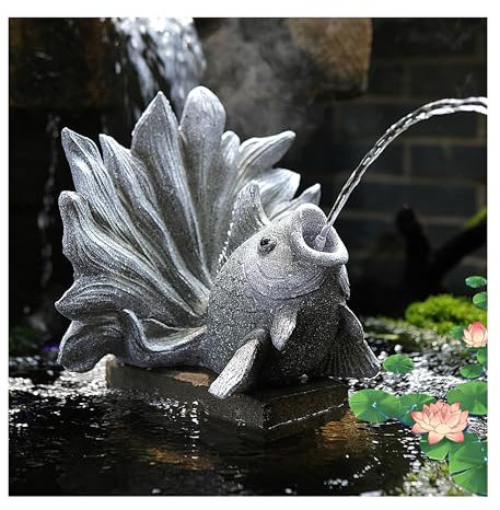 Goldfish shape Pond spitters for small ponds, fish tank automatic circulation water landscaping ornaments, pool fountains for above ground pools, Garden Decor for Koi pond(Grey,24 * 24 * 30cm)