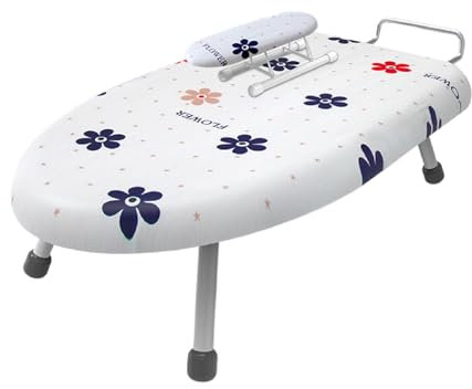 Tabla De Planchar Plegable Portátil Mini Tabla De Planchar Antideslizante con Soporte para Plancha Tabla De Planchar Compacta De Escritorio para Viajes Y Espacios Pequeños(Flower)