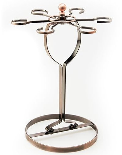 Countertop Wine Glass Holder, Wine Glass Rack with 6 Hooks, Metal Stemware Holder Stand, for Bar Kitchen Home Storage(Brass)