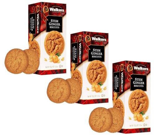 Walkers | Biscotti Zenzero e Burro - 3 Scatole | Pasta Frolla Burro e Zenzero | Biscotti Tradizionali Inglesi