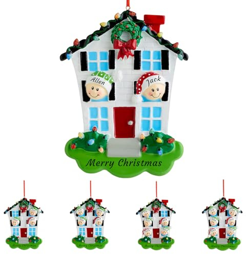 Personalisierter Familien Namen Weihnachtsschmuck 2024, Individueller Weihnachtsdekorationen mit Namen, Weihnachtsanhänger zum Aufhängen, Individuelles Andenken - Harz - Familie mit 2,3,4,5,6