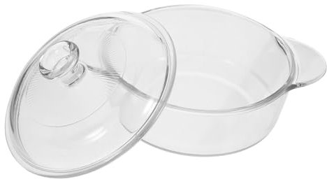Garneck Glass Salad Bowl Lid 1l Heat-Resistant Glass Serving Bowl for Home Kitchen Office Food Storage and Snack