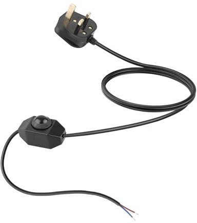 Cord Plug Attached and In Line Dimmer Switch,Lamp Electrical Cord 0-100% Dimmable Control, 1.8m Replacement Lamp Cord Spare Power Cable, Black