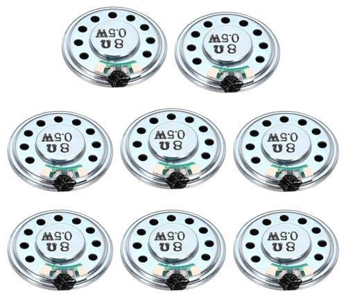 QUARKZMAN 0,5W 8 Ohm Kleine Lautsprecher Metallgehäuse 8 Stück | Runder Interner Mikromagnet Lautsprecher für Mini-Lautsprecher DVD EVD Multimedia Mobile Tragbare Werbemaschine