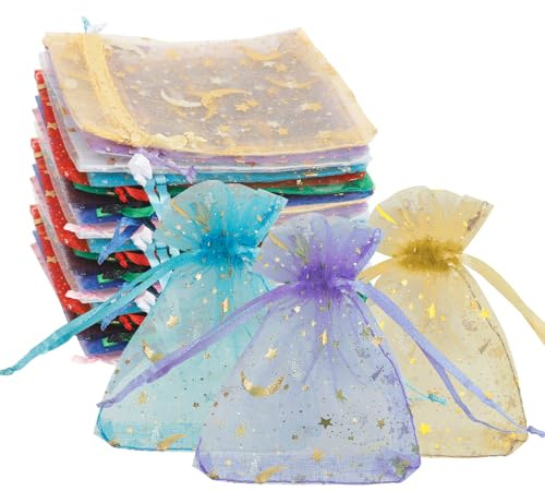 50 Stück Organza-Netzbeutel,Small Drawstring Bags,Geschenkbeutel Organza Mit Kordelzug,Geschenksäckchen Mit Schnur,Organzasäckchen,Geschenksäckchen Organza Klein,Organza Schmuckbeutel,8×10(Mehrfarbig)