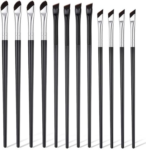 12 Stück Augenbrauen Pinsel Eyeliner Pinsel Set Abgewinkelter Eyeliner Pinsels Fein Flach Abgewinkelt, Ultradünn Augenpinsel Augen Makeup Werkzeug Set Präzision Fine Point Eyeliners Pinsels