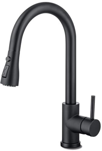 HASVREOG Kitchen Pull-Down Faucet with High Arc Spout, Dual Function Spray Head,High - Performance Pull - Out Kitchen Sink Faucet,Easy Installation (Matte Black)